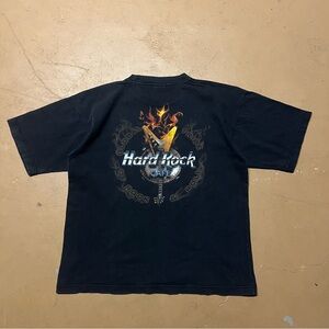 Vintage 90s Hard Rock Cafe Black Graphic Oversized T-Shirt Medium